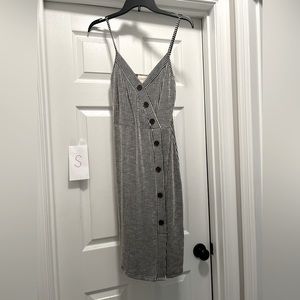 Caution to the wind small black and white midi dress